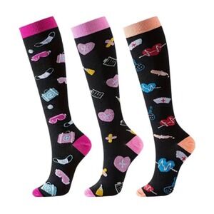 Unisex‎ 20-30 mmHg Compression Socks SM/MED Knee High Medical 3 Pack Whimsigoth